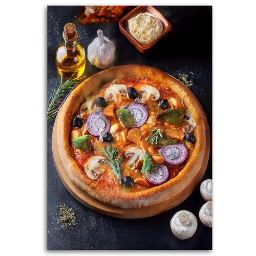 Impresión en lienzo de pizza BOSKMS con acabados artísticos detallados para salón
