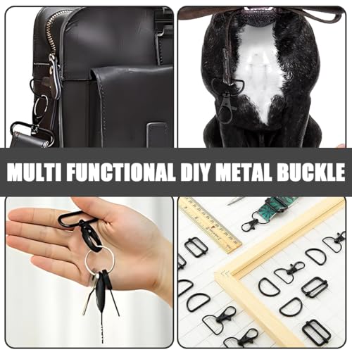 JUGUTA 18 Stück Taschenzubehör Zum Nähen Zubehör, D Ringe 40Mm, Leiterschnallen Und Karabinerhaken Mit Drehgelenk, Metall-Set Für Diy Handtaschen, Hundegeschirr Und Schlüsselanhänger