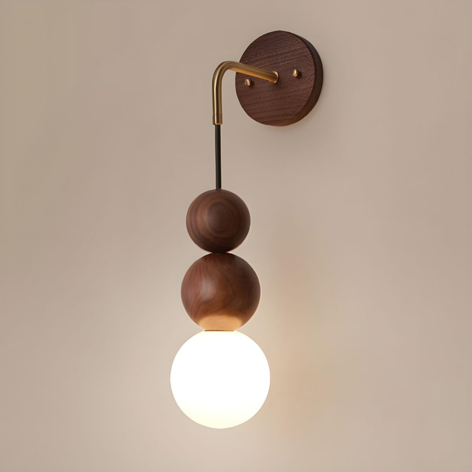 Luminaria LED regulable de diseño nórdico vintage con acabados en madera de nogal auténtica