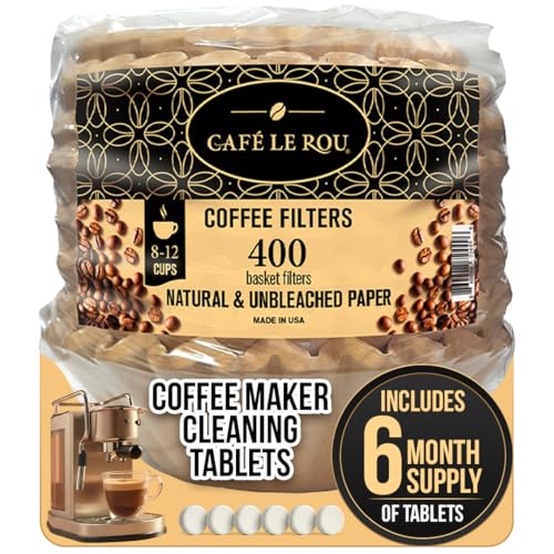 'NEW' - Caf&eacute; Le Rou Paper Coffee Filters, 400 Count, Biodegradable, Natural Fibers 8-12 Cups...