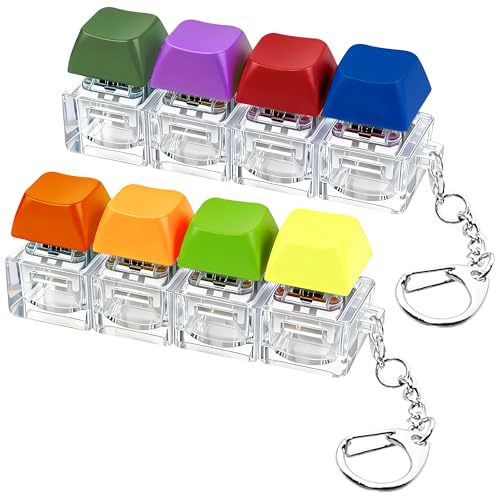 Image of 2 PCS Keyboard Fidget Toy, Keyboard Fidget Keychain 4-in-1 Keyboard Decompression Button Finger Clicker Toys, Keychain Button Stress Relief Fidget Gifts to Relief Stress (Bright)