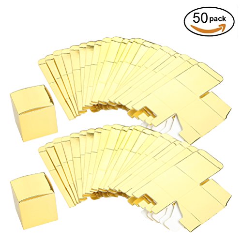 Awell Gold Gift Candy Box Bulk 2X2X2 Inch Small Party Favor Box, Gold Glitter, Pack Of 50 #TOP4