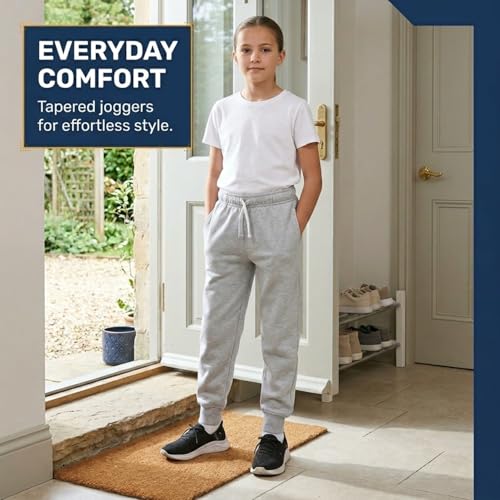 Image of EVERYDAY KIDS Girls' Cotton Fleece Sweatpants; Girls' Activewear Jogger Pants - Soft and Breathable Cotton /Poly Blend
