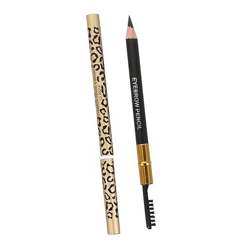 2 lápices de cejas cosméticos para cejas con cepillo suave, lápiz delineador de ojos de maquillaje de leopardo, impermeable, suave, lápiz delineador