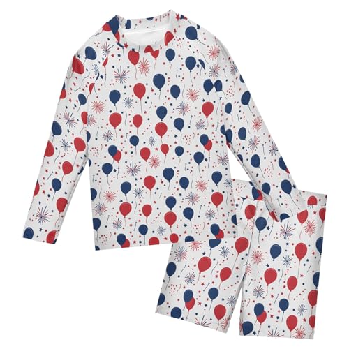 July 4th Independence Day Balloon Toddlers and Baby Boys' Swimsuit Trunk and Rashguard Set B0404579