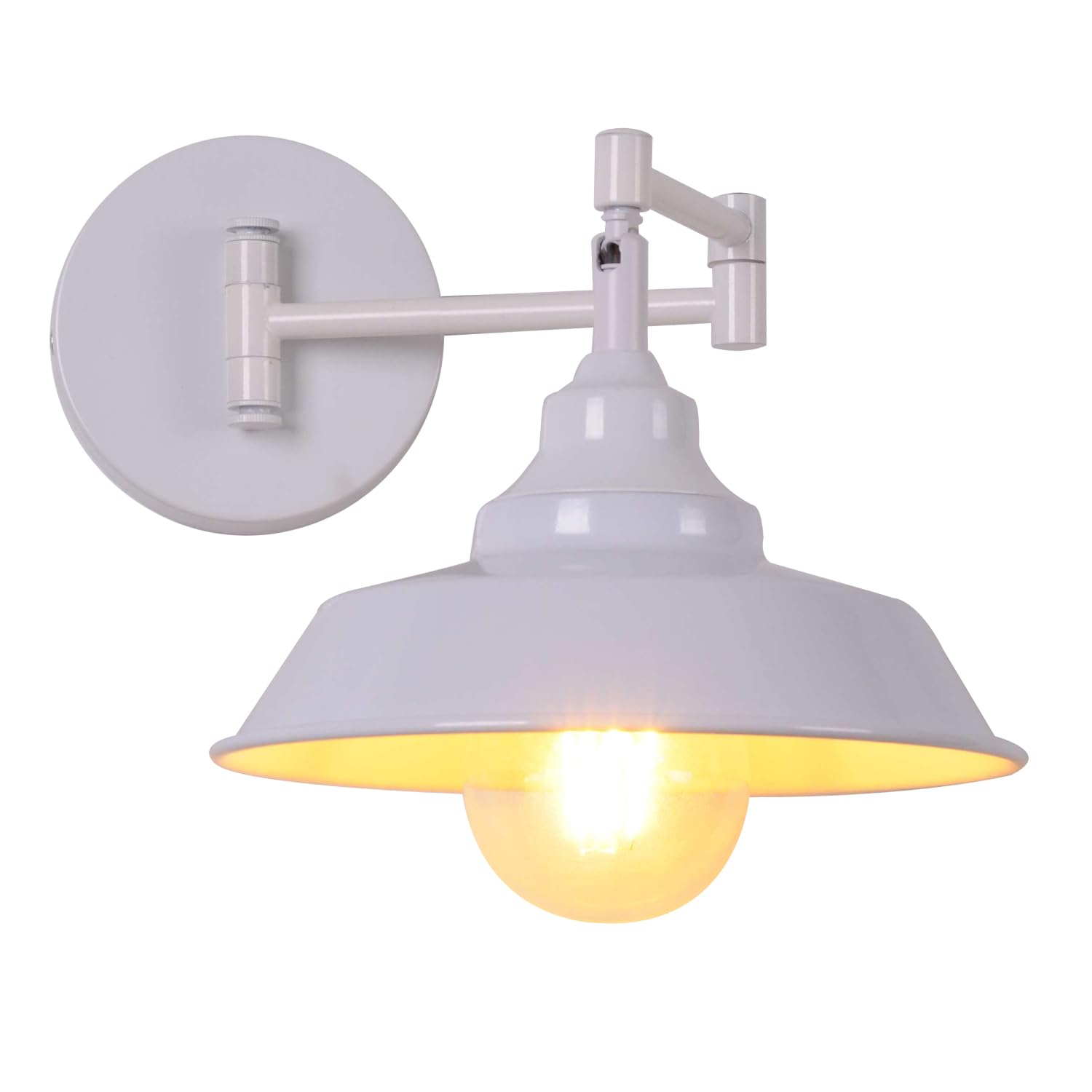 Applique Da Parete Vintage Con Braccio Oscillante 260° – Spina E Cavo 1.8m, Portalampada E27, Colore Nero