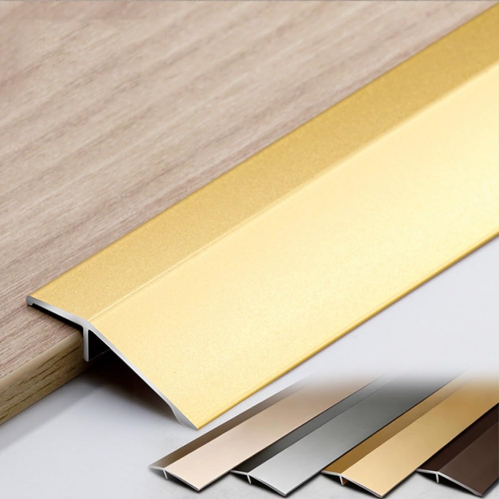 Aluminum Floor Transition Strip Doorway Edge Trim | Door/Tile/Carpet to Tile Transition Strip for Carpet/Entry(Gold,48in(120cm))
