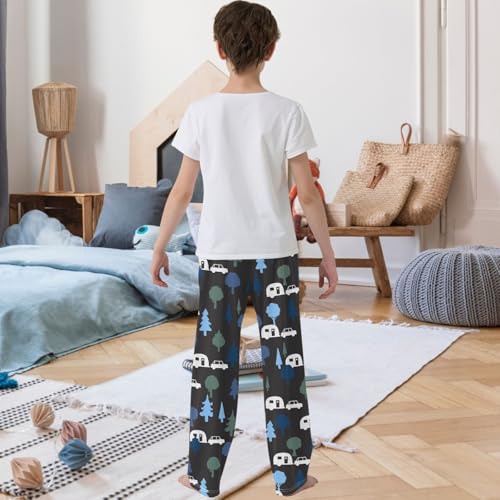 Boy's Pants Cartoon White Camper Van Tree Jogger Pants Elastic Waist Long Bottoms Trousers with Pockets 6-14 Years3