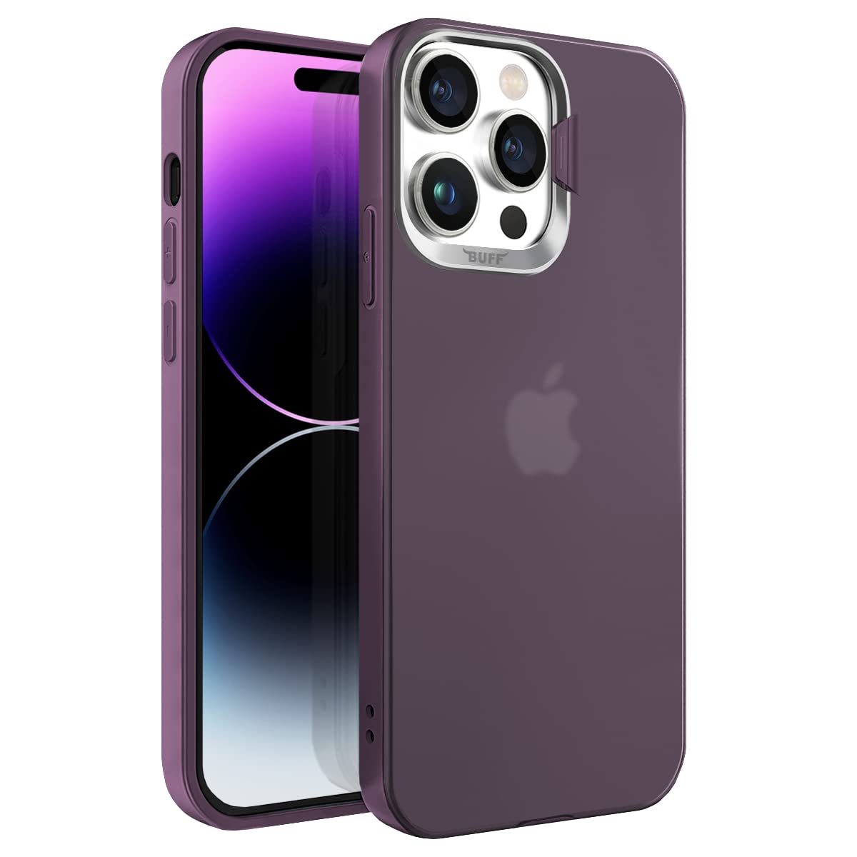BUFF LABS Buff iPhone 14 Pro Max New Corner Kamera Kapaklı Standlı Kılıf Mor, Buff Labs