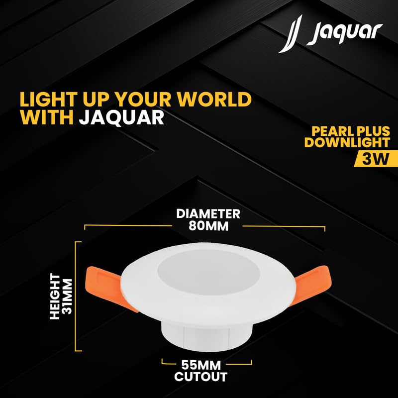 Image of Jaquar 3W Pearl Plus Round Downlight | Junction Box LED Downlight | Mood Light for False Ceiling | 55 Cut Out | Neutral White 80x45(DXH)(Pack 4)