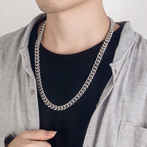 Italy Design Solid 925 Sterling Silver Miami Cuban Link Chain Men's Necklace - Box Lock Cuban Link 10 MM 22-24-26 inches Jewelry Gift2