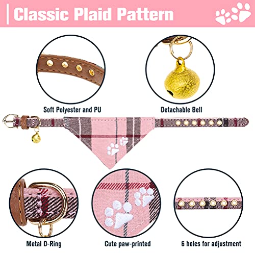 EXPAWLORER Dog Leash Collar Set - 3 Pack Embroidery Pawprints Plaid Dog Collars and Leash Tangle Free, Bow Tie and… - Image 5
