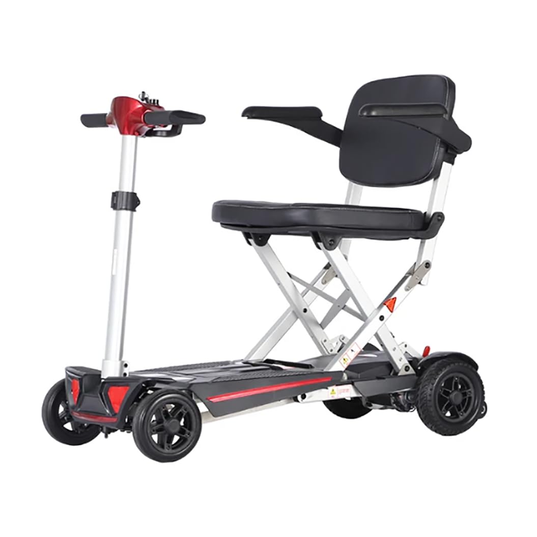 HZWJD Mobility Scooter,Folding Mobility Scooter,4-Wheel Powered Mobility Scooters,4-Wheel Powered Mobility Scooters,Load 125Kg red