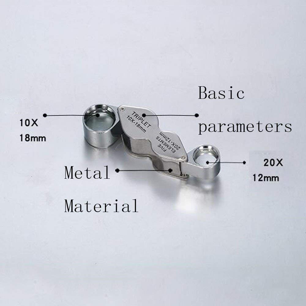 10X 20X leichte Lupe, komfortable Mini-HD-Linse zum Lesen, Silber, 21 x 53 x 18 mm Platte