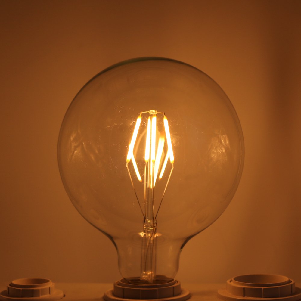Mengjay® 20 bombillas de 4 W, G125, E27, no regulable, 4 filamentos, luz blanca cálida, 2900 K, rosca Edison, 125 x 165 LED, bombilla de filamento, 40 W, repuesto 650