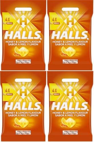 Halls Caramelos Duros Sabor Miel y Limón, 4 x 32g (Paquete de 4)
