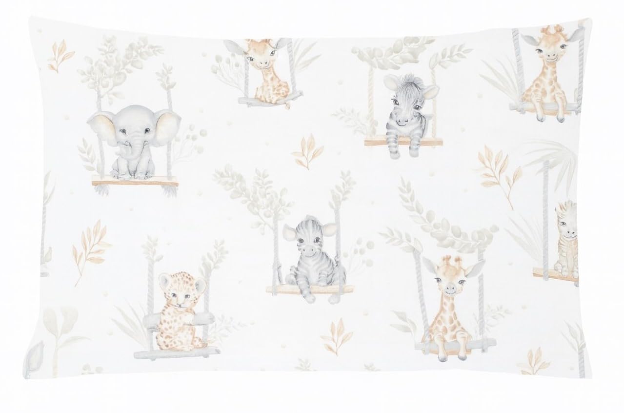 Balbina Pillowcase 40 x 40 cm for Children & Babies, Pillowcase 100% Cotton, for Children's Room, Pram or Cot, Cotton Pillowcase with Zip, Safari/Beige — image 1