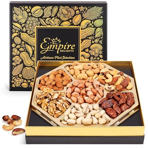 Nuts Gift Basket - Gourmet Nut Mix Gift Box, 7 Section Snack Bask...