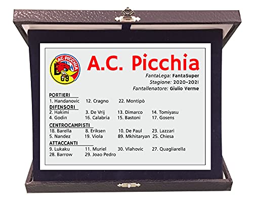 Incidiamo Targa Premio Fantacalcio Personalizzabile - Personalizza con Logo, Nome Squadra e Rosa della Squadra vincitrice della Tua Lega - Idea Regalo Fantacalcio