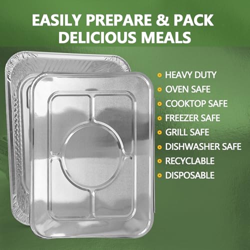 Image of Thickened 20 Pack Heavy Duty Aluminum Pans with Lids, 9x13 Aluminum Foil Pans Disposable, Half Size Steam Table Foil Baking Tray for Cooking, Baking, Roasting & Chafing, Carton Packaging