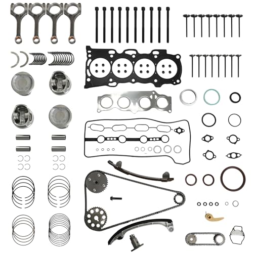 2AZ-FE 2.4L Engine Overhaul Rebuild Kit Timing Chain Kit Head Gasket Set & Piston Fit for Toyota 2.4L Scion tC xB Matrix Corolla RAV4 Camry Highlander 2008-2015