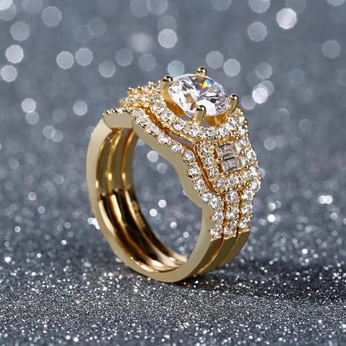 Image of Jeulia 2 Carat Engagement Halo Rings for Women Sterling Silver Round Cut Bridal Set Cubic Zirconia Wedding Diamond Band Rings Promise Anniversary Rings for Her