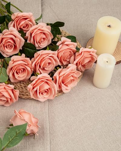 Roses artificielles corail clair pour sublimer vos centres de table de mariage et salons - 5