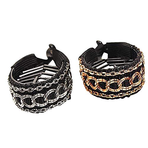 Gold or Silver Braided Chain Metal Ponytail Holder Hair Grips Hair Comb Inside Hair Barrettes Hair Pins Hair Slide Stylish for Women Girl Hair Jewelry Accessories
