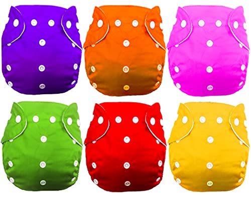 Image of Babymoon (SET of 6) Washable Baby Diaper Premium Cloth Diaper Reusable, Adjustable Size, Waterproof, Pocket Cloth Diaper Nappie (Without Insert)