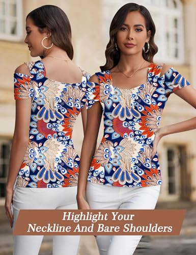 Image of Blingfit Women Blouses Dressy Casual Summer Tops 2025 Off The Shoulder Tops for Women Plus v Neck pop Concert Sexy Tops NBCF M