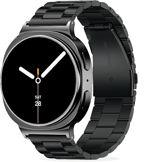 Image of MOROFY No Gap Solid Metal Stainless Steel Strap for Men Women Compatible with Samsung Galaxy Watch 8 Band 40mm 44mm (2025), Galaxy Watch 8 Classic Strap 46mm - Black [Watch NOT Included]