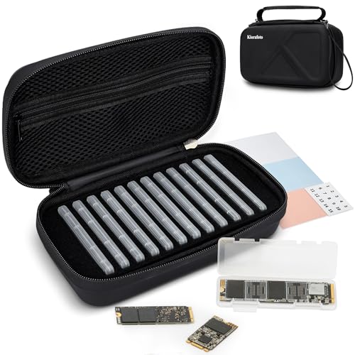 Image of EVA PU M.2 SSD Holder with 12 Clear M.2 NVMe Cases for 2280 /2260 /2242 /2230 SSDs, Water-Resistant & Shockproof with Zipper Pocket & Carry Handle