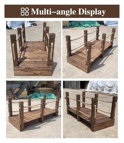 Image of Wooden Garden Bridge, Wood Garden Bridge, Wood Small Garden Bridge Decor, Carbonized Walking Bridge for Yard Lawn, Patio Shed Walkway Footbridge(Width 80cm (31 1 /2 inch))