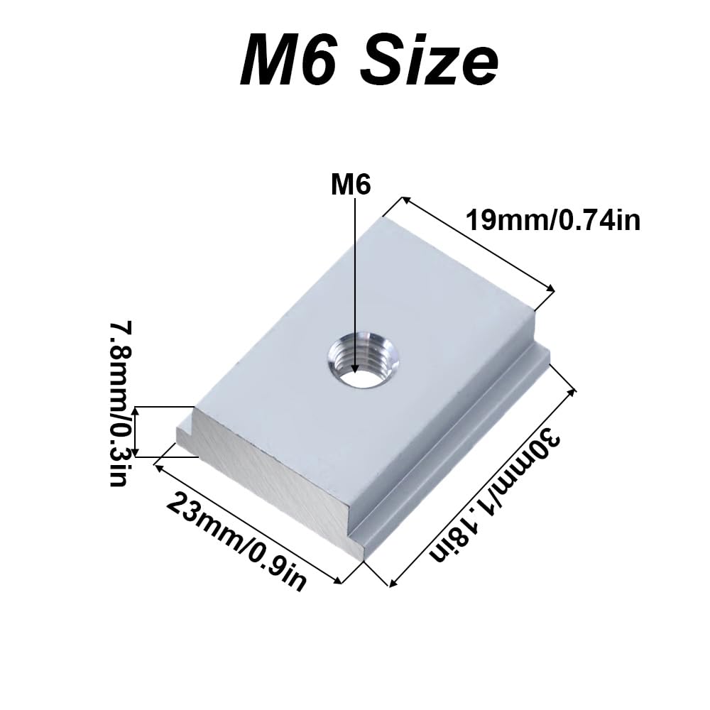 10 Pieces M6 Sliding T Nuts Woodworking Slide Handle T-Slot Nuts, Aluminum Alloy T Slot Nut, T-Guide Rail Clamp T-Slider for T-Slot (Blue)