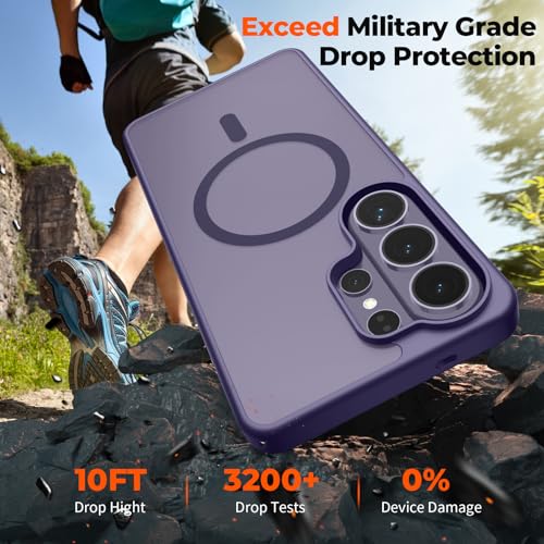 Image of SUPFINE Magnetic for Samsung Galaxy S26 Ultra Case with Screen Protector, (Built-in Magnets) (Military Grade Drop Protection) Slim Translucent Shockproof Phone Case,Dark Purple
