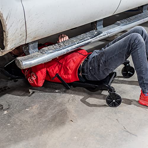Traxion 1-220 King Crawler Rolling Automotive Mechanic Creeper W/Lever-Lock Braking System Black - Thumbnail 3