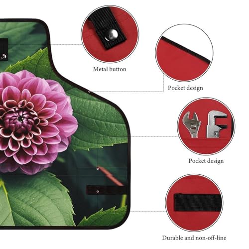 Delantal herramienta flores púrpura y rojo con hebilla rápida miniatura 3