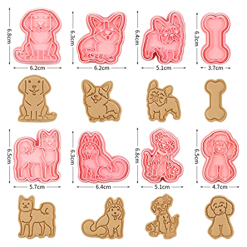 Ausstechform Hund, Hundekekse Ausstecher, 8 Stück Ausstechformen Set Hund, Plätzchen Ausstecher Hund, Kunststoff Keksausstecher Mops Husky Corgi Hundeknochen
