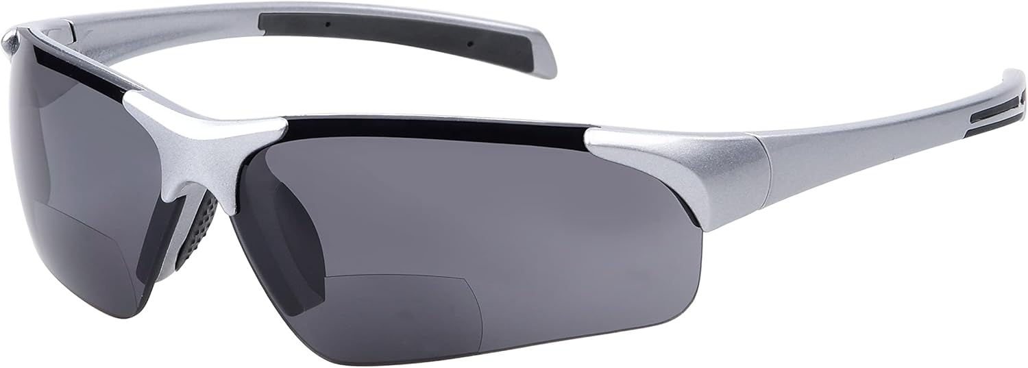 Eyekepper TR90 Unbreakable Sports Half-Rimless Bifocal Sunglasses Baseball Running Fishing Driving Golf Softball Hiking