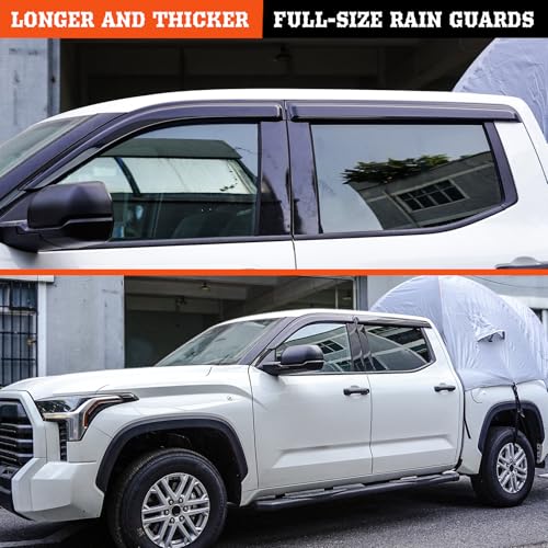 Image of Outside-Mount Rain Guards Window Visors for 2024-2026 Toyota Tacoma Double Cab Wind Vent Deflectors Truck Accessories Dark Smoke 4-Piece Set with Thicker