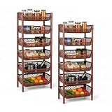 ARTECSIS® Korbregal aus Kunststoff mit 12 Regal-Etagen stapelbar & modular erweiterbares Stecksystem braun (schmal) - Kellerregal & Vorratsregal für Lagerung - Abstellraum Steckregal & Lagerregal