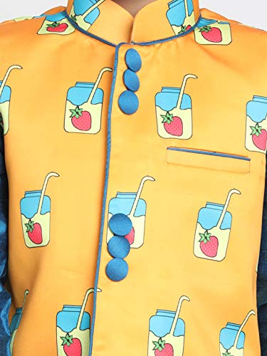 Image of JBN Creation Light Blue Cotton Silk Blend Boys Nehru Modi Jacket