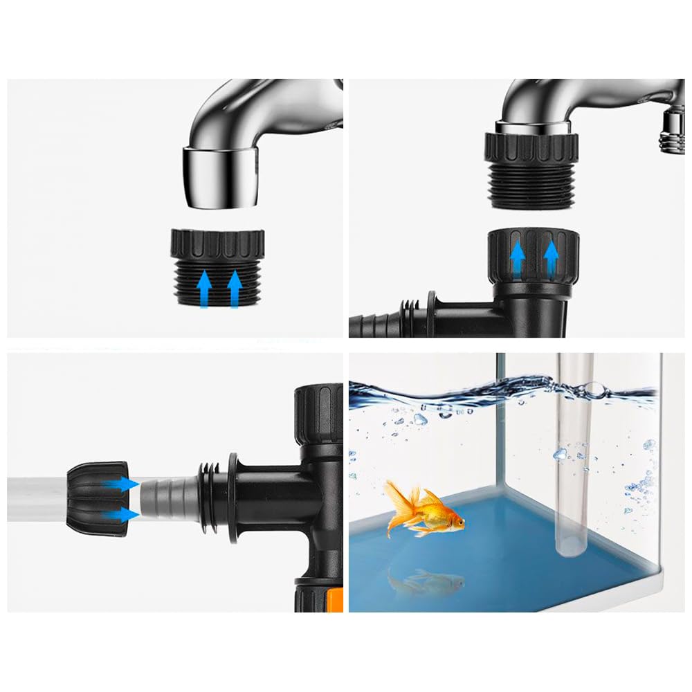 Namvo Praktischer Aquarium-Wasserwechsler mit 2 Adaptern für Verschiedene Wasserhahngrößen