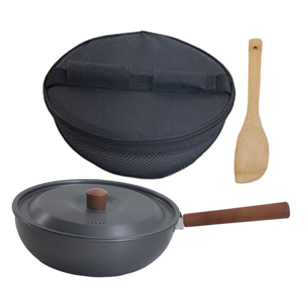 BESPORTBLE Poêle de Camping Portable et Amovible en Alliage D'aluminium Noir, Chauffage Uniforme et Prise en Main Confortable, Cuisine en Plein Air et Voyage
