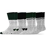 Eco Friendly Heavy Weight Recyled Cotton Winter Thermal Boot Socks 4 Pair (10-13, Solid-Blk/Grn)