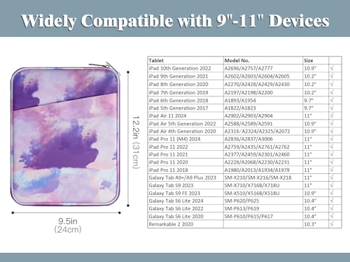 Image of TiMOVO 9-11 inch Tablet Sleeve Bag with Pocket, Watercolor Purple | Fits iPad 11 inch A16 2025, iPad 10.9 inch /10.2 inch, Air 11 inch 5th /4th Gen, Galaxy Tab A9+ /A11 Plus 11 inch