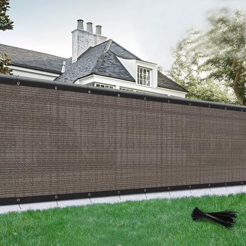 SUNLAX Privacy Fence Screen 6x50FT Heavy Duty Mesh Fence Net Cover with Grommets for Patio Porch Pool Backyard Outdoor, Brown