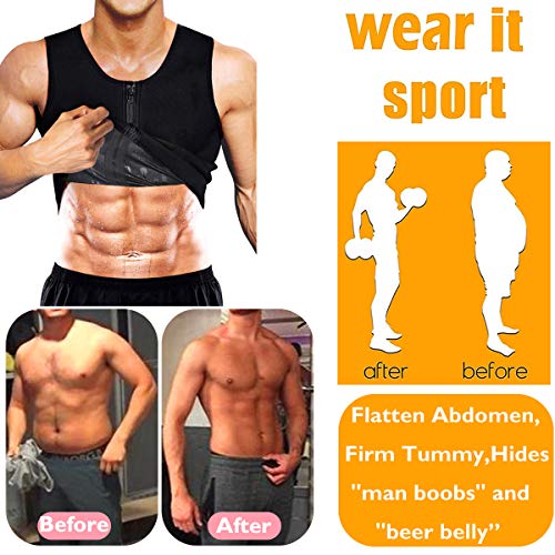 Sweat Vest for Men Waist Trainer Sauna Vest Body Shaper Polymer Zipper Weight Loss Sauna Tank Top Workout Shirt - Image 4