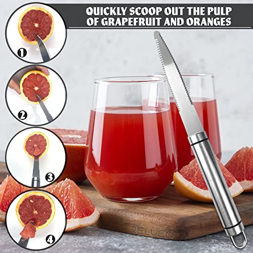 Reluen Stainless Steel Grapefruit Knife Curved Knife - Grapefruit Knife Curved Serrated Bread Knife Kitchen Knifes Small Knives Fruit Knife Stainless Steel Chef Kitchen Knife Curved Carving Tool #TOP3
