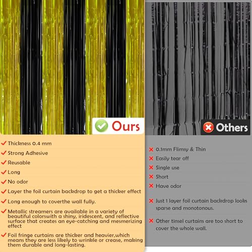 Image of New Years Decorations 2027 - Black Gold Streamers Backdrop Banner | Graduation Party Decorations Indoor Outdoor Outside - Class of 2026 Graduation Party Photo Booth Favors Supplies for Home Wall Door